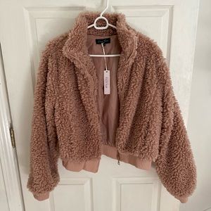Brand new faux fur bomber jacket